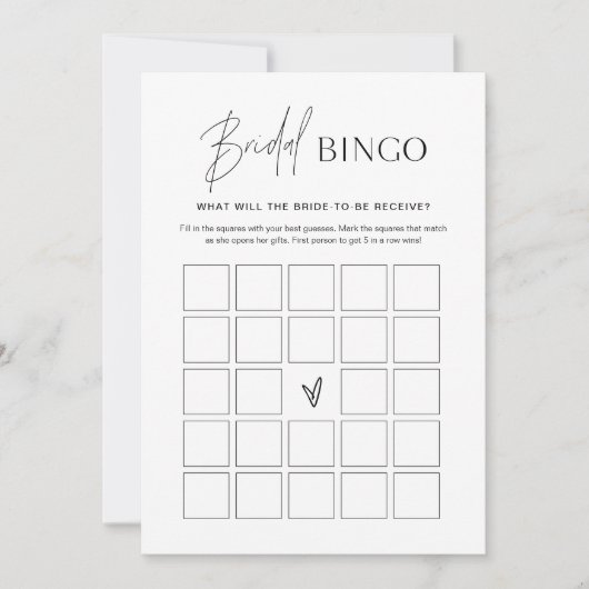 HARLOW Minimalistische Brautparty Bingo Game Card Einladung (Vorderseite)