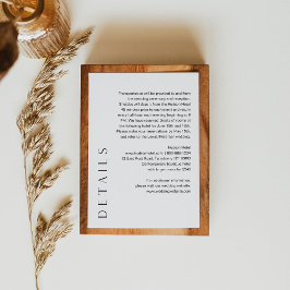 HARLOW Minimalistische Hochzeitdetails 5x3.5 Begleitkarte