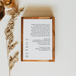 HARLOW Minimalistische Hochzeitdetails 5x3.5 Begleitkarte