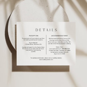 HARLOW Minimalistische Hochzeitdetails 5x3.5 Begleitkarte