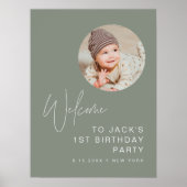 HARLOW Minimalistisches Geburtstag Foto Begrüßungs Poster (Vorne)