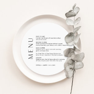 HARLOW Minimalistisches Round Wedding Dinner Menü Einladung