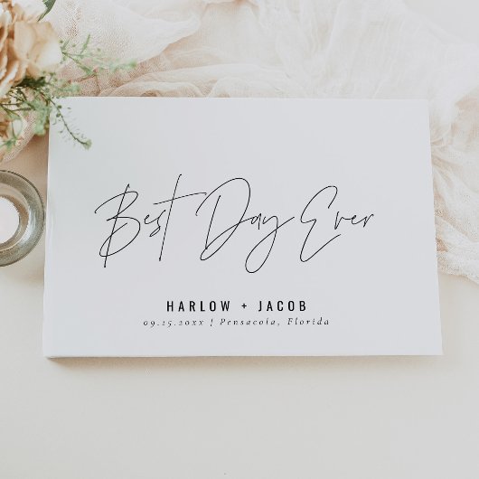 HARLOW Modern Minimalistisch Best Day Ever Wedding Gästebuch