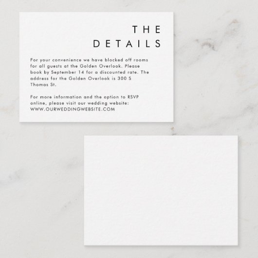 HARLOW Modern Minimalistisch Details Card Einfach Begleitkarte (Vorne/Hinten)