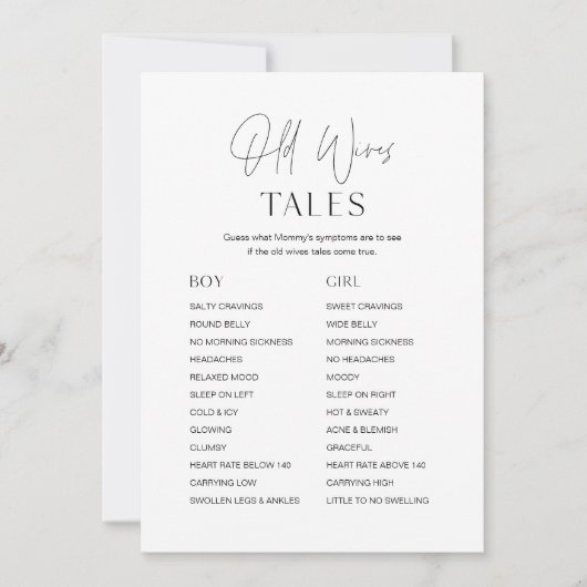 HARLOW Old Ehefrauen Tales Baby Duschkarte Einladung (Vorderseite)