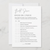 HARLOW Over oder Under Brautparty Game Card Einladung (Vorderseite)