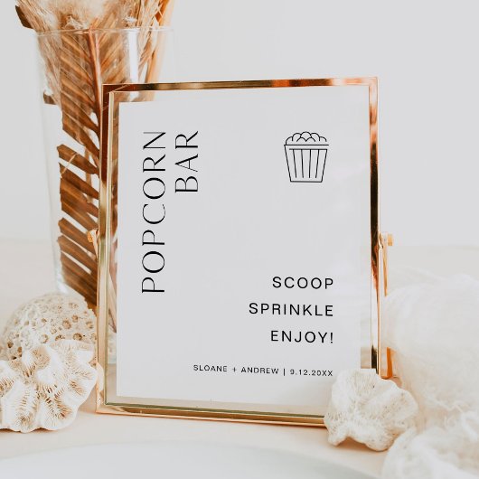 HARLOW Popcorn Bar Wedding Sign Poster