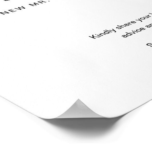 HARLOW Ratschläge und Wünsche Hochzeitsskripte Poster (Ecke)