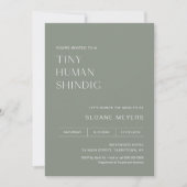 HARLOW Sage Baby Dusche Tiny Human Shindig Einladung (Vorderseite)
