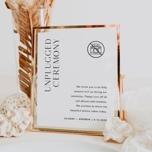 HARLOW Unplugged Zeremony Wedding Sign Poster