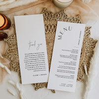 HARLOW Wedding Platzkarte Menu, Minimalistisch 4x9