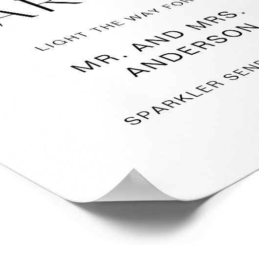 HARLOW Wedding Sparkler abschicken Signierung Poster (Ecke)