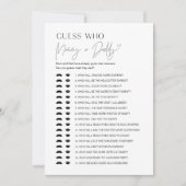 HARLOW Wer sagte es Mama oder Daddy Baby Game Card Einladung (Vorderseite)