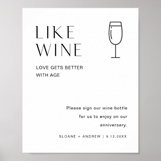 HARLOW Wine Bottle Wedding Guest Book Sign Poster (Vorne)