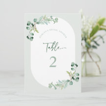 HARLYN Tischnummer Eucalyptus Brautparty Card