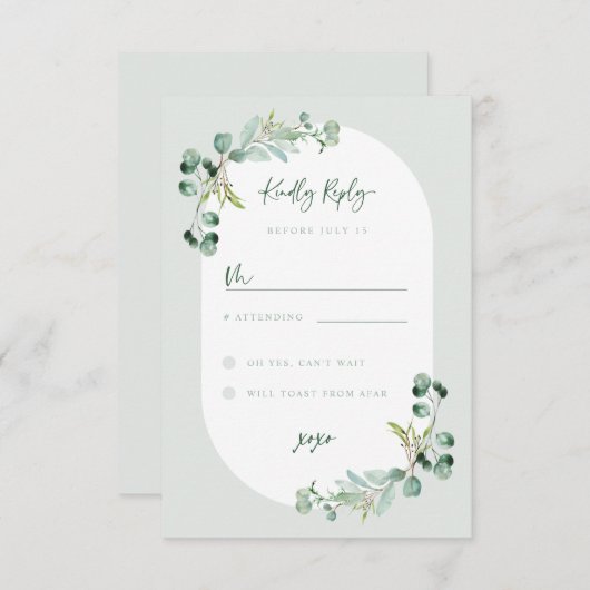 HARLYN UAWG Eukalyptus Brautparty Replik Karte (Vorne/Hinten)