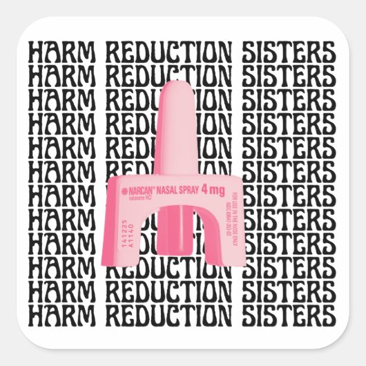 Harm Reduction Sisters Pink Narcan Quadratischer Aufkleber (Vorderseite)