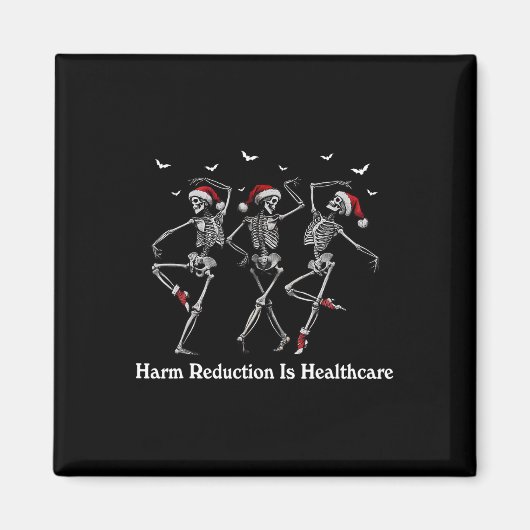 Harm Reduction Skeleton Tanzen Weihnachtsüberdosis Magnet (Vorne)
