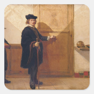 Harmensz van Rijn Rembrandt (1606-69) an klopfend Quadratischer Aufkleber