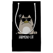 Harmoni-cat Funny Harmonica Cat Pun Dark BG Kleine Geschenktüte (Vorderseite)