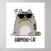 Harmoni-cat Funny Harmonica Cat Pun Poster (Vorne)