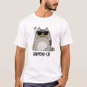 Harmoni-cat Funny Harmonica Cat Pun T-Shirt (Vorderseite)
