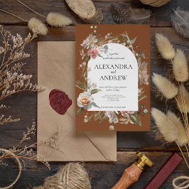 Harmonia Autumn Floral | Boho Orange Rust Wedding Einladung