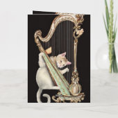 Harmonic Whiskers – Cat & Harp Greeting Card Karte (Rückseite)