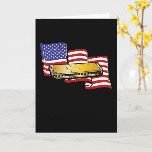 Harmonica America Flag Karte (Gelbe Blume)