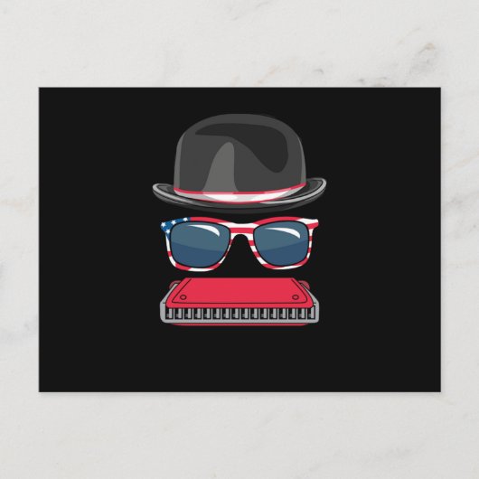 Harmonica Blues Music Audio Instrument Sound Gift Postkarte (Vorderseite)