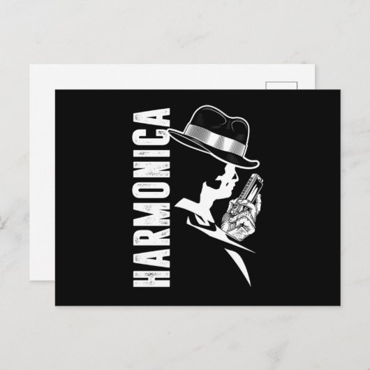 Harmonica Blues Music Sound Instrument Band Gesche Postkarte (Vorne/Hinten)