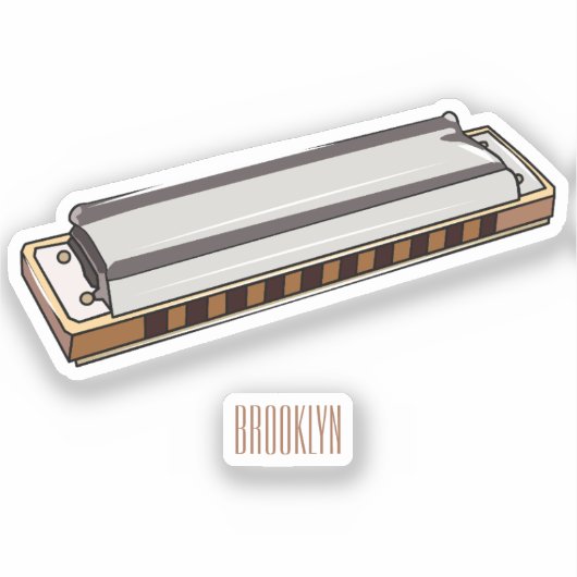 Harmonica Cartoon Illustration Aufkleber (Vorderseite)