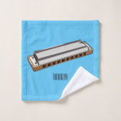 Harmonica Cartoon Illustration Badhandtuch Set (Waschlappen)