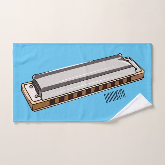 Harmonica Cartoon Illustration Badhandtuch Set (Handtuch)