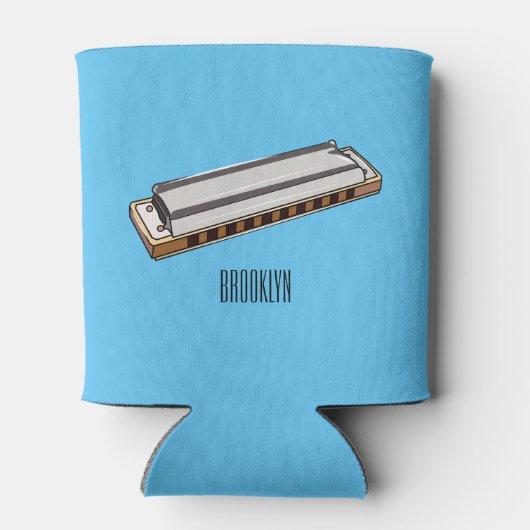 Harmonica Cartoon Illustration Dosenkühler (Rückseite)