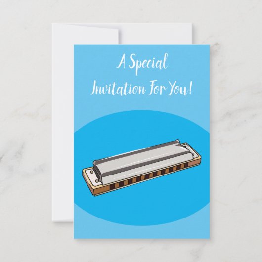 Harmonica Cartoon Illustration Einladung (Rückseite)