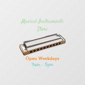 Harmonica Cartoon Illustration Fensteraufkleber (Blatt)