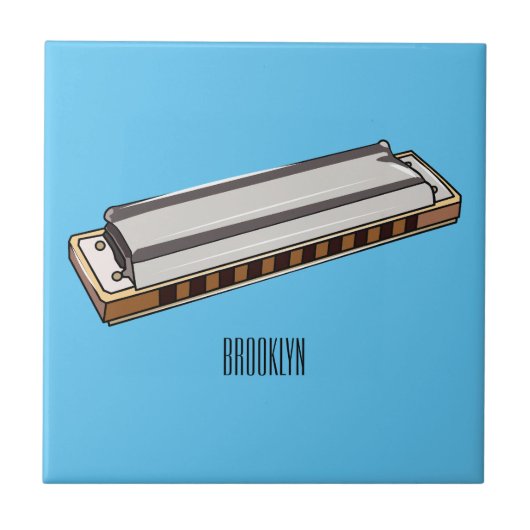 Harmonica Cartoon Illustration Fliese (Vorderseite)