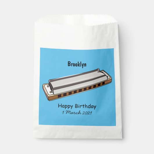 Harmonica Cartoon Illustration Geschenktütchen (Vorderseite)