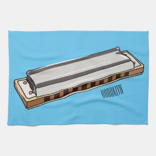 Harmonica Cartoon Illustration Geschirrtuch
