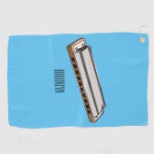 Harmonica Cartoon Illustration Golfhandtuch (Horizontal)