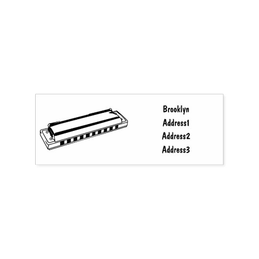 Harmonica Cartoon Illustration Gummistempel (Prägung)