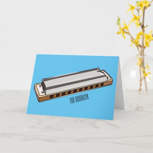 Harmonica Cartoon Illustration Karte (Gelbe Blume)
