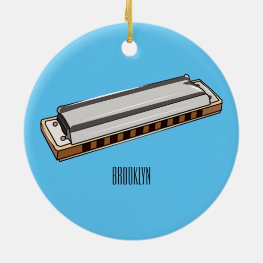 Harmonica Cartoon Illustration Keramik Ornament (Hinten)