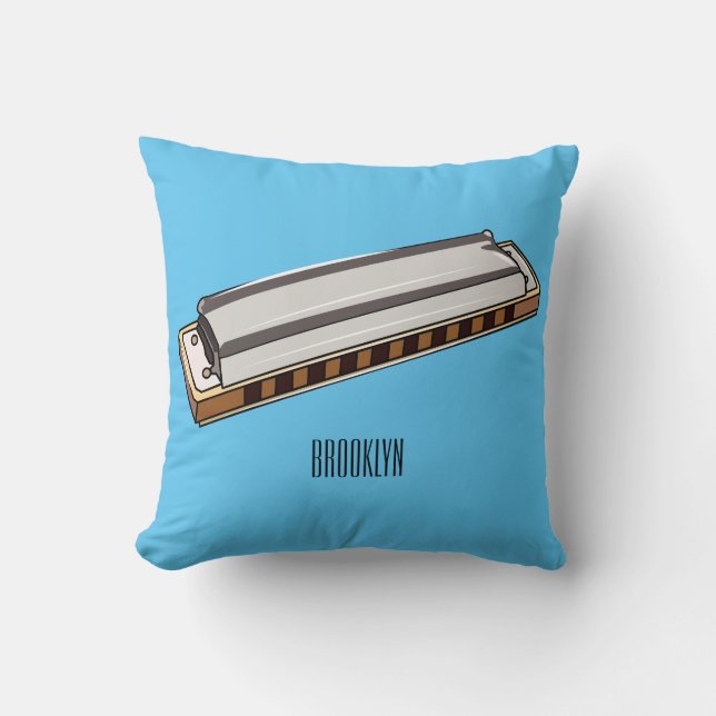 Harmonica Cartoon Illustration Kissen (Vorderseite)