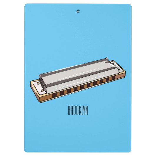 Harmonica Cartoon Illustration Klemmbrett (Rückseite)