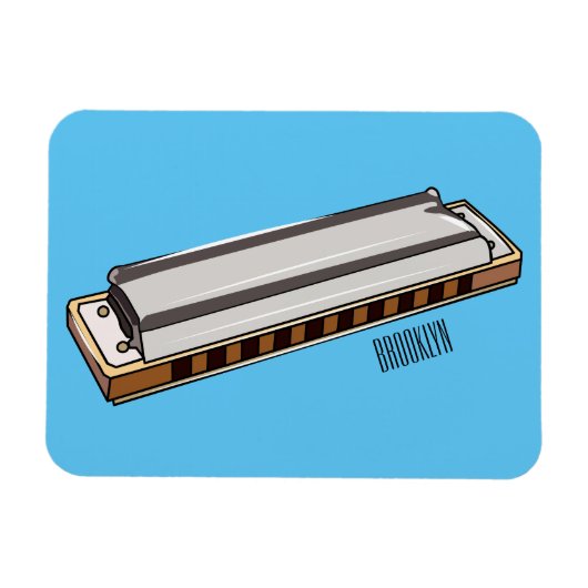 Harmonica Cartoon Illustration Magnet (Horizontal)
