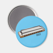Harmonica Cartoon Illustration Magnet (Vorderseite/Rückseite)