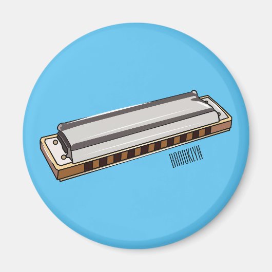 Harmonica Cartoon Illustration Magnet (Vorne)