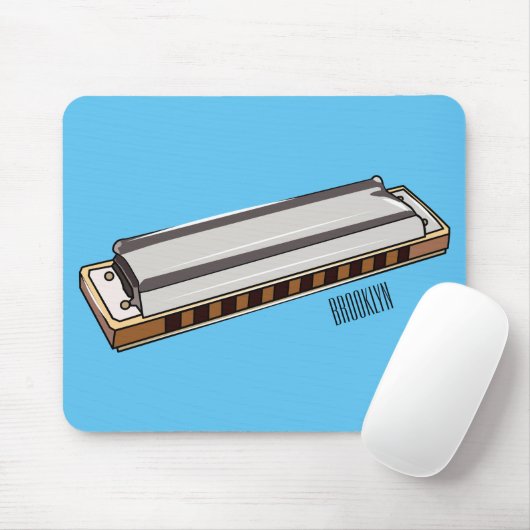 Harmonica Cartoon Illustration Mousepad (Mit Mouse)